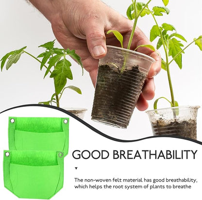 SUPVOX 3pcs Hanging Strawberry Planters Fabric Grow Bags Non-Woven Planting Pouches Vertical Garden Vegetable Growing Bags for Outdoor Wall Hanging