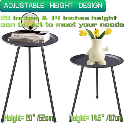Plant Stand Indoor Outdoor, 20'' Tall Small Patio Table Round Metal Side Table, Multi-Role Rust-Proof Plant Stool Small Outdoor Side Tables for Patio Garden Home Decor