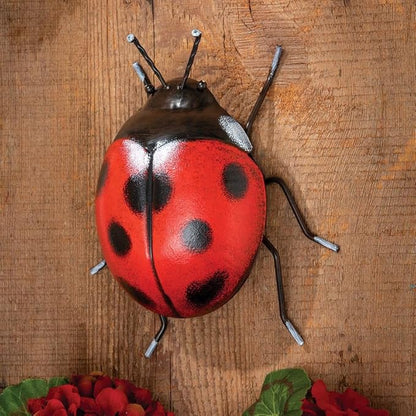Bits and Pieces - Garden Ladybug - 5-1/2" x 6" - Metal Sculpture - Indoor or Outdoor Decor - Wall Art - Gift for Gardener
