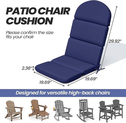 Crestlive 50x19.6 Inch Adirondack Chair Cushion, Waterproof, Fade Resistant, High Back Outdoor Rocking Chair Cushion for Patio, Navy