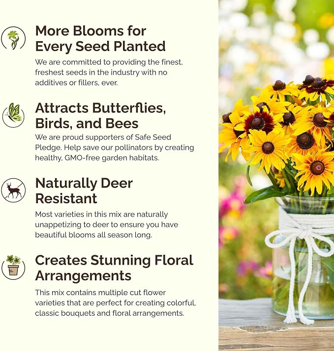 Eden Brothers Michigan Wildflower Mixed Seeds for Planting, 1 lb, 480,000+ Seeds with Cornflower, Sweet William, Cosmos | Attracts Pollinators, Plant in Spring or Fall, Zones 3, 4, 5, 6, 7, 8, 9, 10