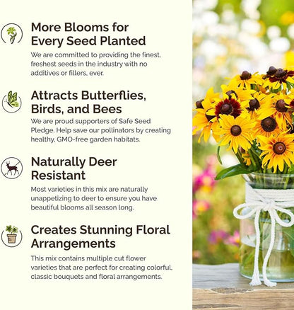Eden Brothers Ohio Wildflower Mixed Seeds for Planting, 1 lb, 480,000+ Seeds with Sweet William, Cornflower | Attracts Pollinators, Plant in Spring or Fall, Zones