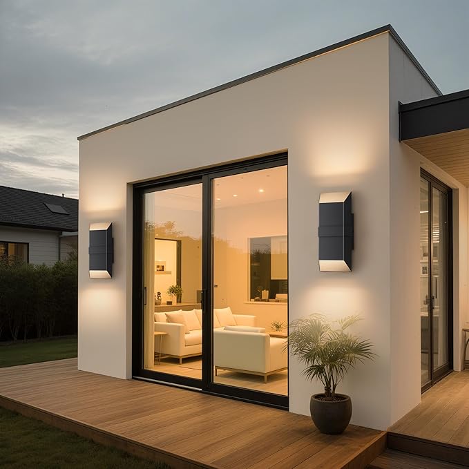 Outdoor Lights Fixture Twins, Modern Led Wall Sconce Indoor, Black Exterior Wall Lights for House, Front Porch Light Outdoor Wall Mount, Patio Lights Fixture for Garage, Yard, 3000K