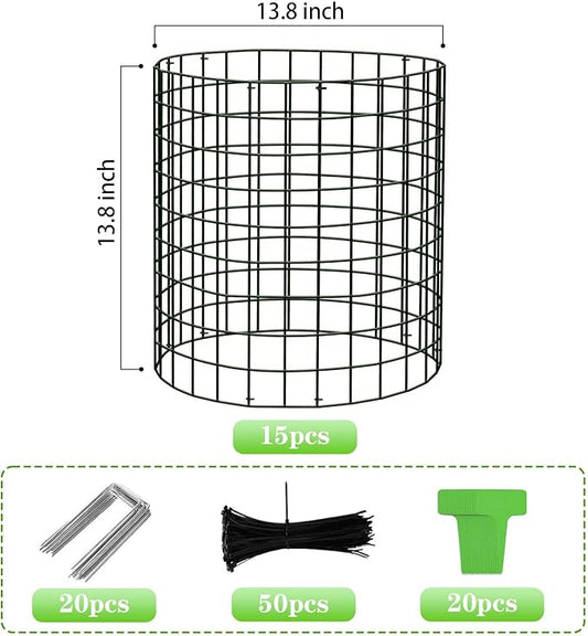 15Pcs Plant Protector from Animals: 5 Pack Metal Mesh Plant Cages to Keep Animals Out - Garden Protection Bunny Barricades from Chicken Squirrels Rabbits for Flowers Vegetables