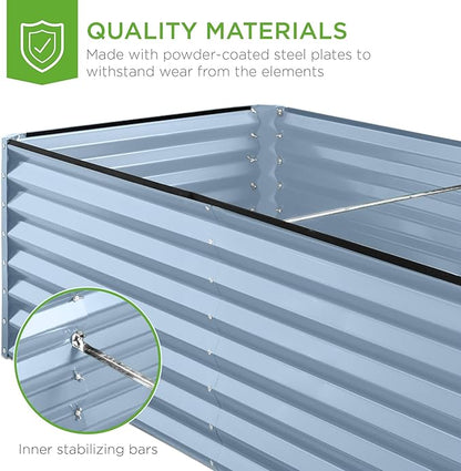 Best Choice Products 6x3x2ft Outdoor Metal Raised Garden Bed, Deep Root Box Planter for Vegetables, Flowers, Herbs, and Succulents w/ 269 Gallon Capacity - Mist Blue