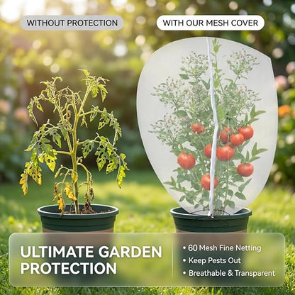 Gardtree 1PCS 6 × 7.8 FT Large Fruit Tree Netting Covers with Double Zipper & Drawstring, Garden Mesh Barrier for for Blueberry Bushes, Tomato & Citrus – Easy-Access Mesh Bird & Squirrel Barrier