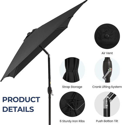 SUNVIVI OUTDOOR Patio Umbrella, Rectangular Patio Umbrella, Metal Pole Square Outdoor Umbrella with Crank and Push Button Tilt, Large Outdoor Umbrella with Polyester Canopy