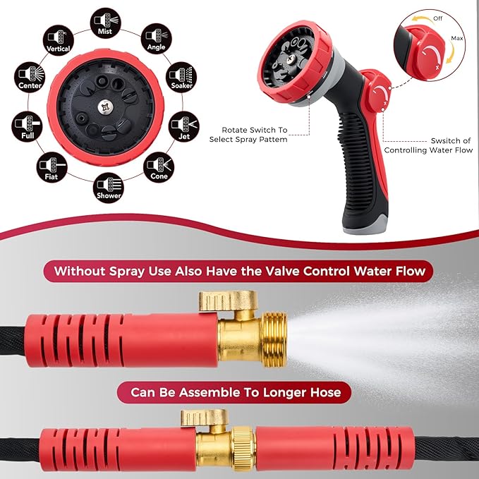 Panyee Upgraded 100FT Non-Expanding Garden Hose, Lightweight, Flexible Ultra-Light Water Hose, Burst-Resistant, Lead-Free, Anti-Kink, High-Pressure