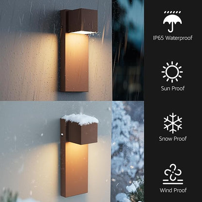 4 Pack 13" Modern Outdoor Led Wall Light,16W 3000K 1200Lumen Porch & Patio Hardwired Wall Mount Wall Sconces,Exterior IP65 Waterproof Aluminum Wall Lamp for Front Door Garage Garden(Rust)