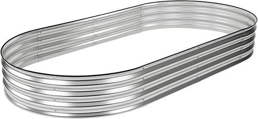 NEWBULIG Heavy-Duty Galvanized Oval Raised Garden Bed for Outdoor, Metal Planter Box with Open Base, Easy Assembly with Safe Edges for Vegetables/Flowers/Herbs