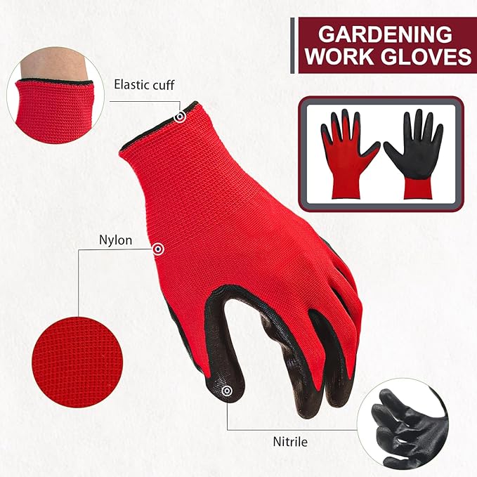 YOUKE OLA 168 Pair Gardening Gloves for Men Women, Breathable Rubber Coated Garden Gloves Working Gloves for Gardening, 8/Medium