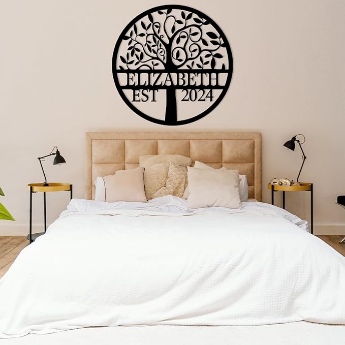Personalized Metal Tree of Life Wall Sign | Custom Family Name Sign | Outdoor Balcony Decor | Wedding Housewarming Gift