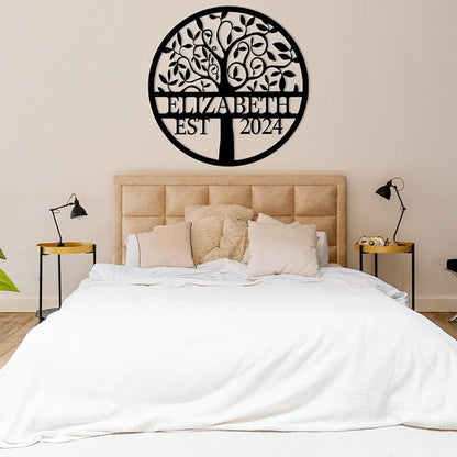 Personalized Metal Tree of Life Wall Sign | Custom Family Name Sign | Outdoor Balcony Decor | Wedding Housewarming Gift