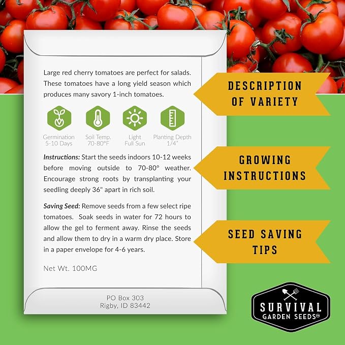 Easy to Grow Vegetable & Herb Seed Collection - 10 Packs of Non-GMO Heirloom Open-Pollinated Veg & Herb Essentials for Gardening Beginners - Seed Saver Instructions on Packets - Survival Garden Seeds