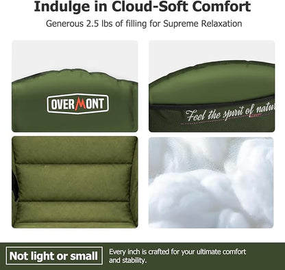 Overmont Gentle Heated Oversized Camping Chair for Adults - 3 Levels Seat & Back Separately Control - 500lbs Support Heavy Duty Padded Folding Chair Outdoor Garden Portable - Battery NOT Included