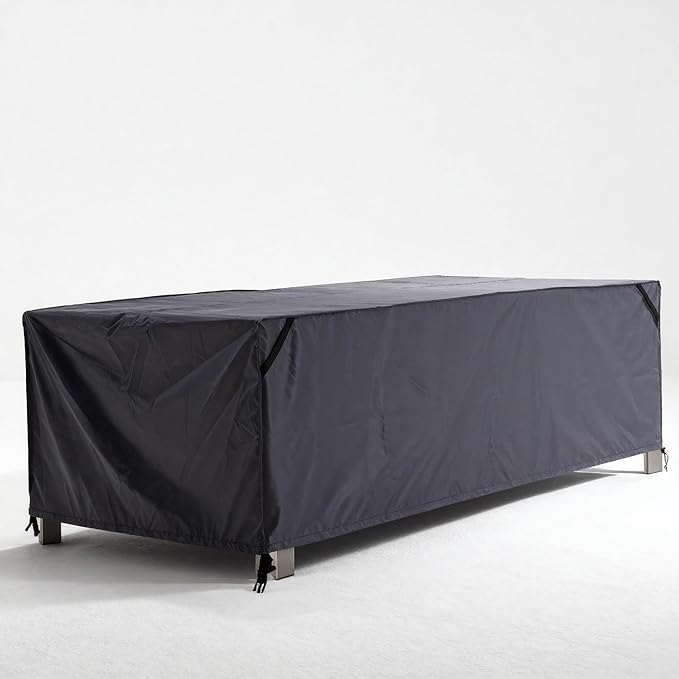 Rectangular Patio Table Cover - 600D Tough Canvas Heavy-Duty Waterproof Outdoor Dining Table and Chairs General Purpose Furniture Cover (DarkGrey, 86.6''x57.5''x27.6''-No zipper)