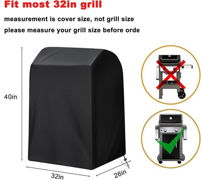 Grill Cover, Small 32-Inch Waterproof UV Resistant Heavy Duty BBQ Grill Cover for Outdoor Grill, Fit for Nexgrill Brinkmann Weber Char-Broil and More