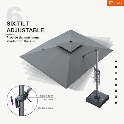 PURPLE LEAF Patio Umbrella with Base Included 9' X 12' Cantilever Outdoor Double Top Large Rectangle Umbrella Heavy Duty 360° Rotation Offset Hanging Umbrella for Garden Deck Pool Backyard Cast Slate