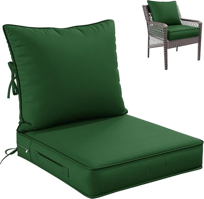 Premium Outdoor Seat Cushion Chair Cushions for Patio Furniture 22 L X 24 W X 4 H Waterproof & Fade Resistant Deep Seat and Backrest Cushion Set with Removable Covers for Chair, Sofa