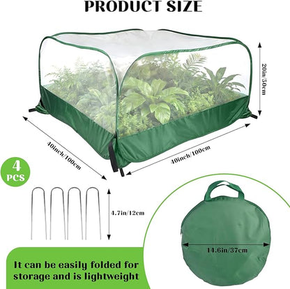40" x 40" x 20" Pop Up Garden Mesh Plant Cover, Foldable Plant Protector Mesh Plant Enclosure, Outdoor Garden Netting Plant Cover Bird and Pest Protection Guard for Vegetables Fruits Flowers Seedlings