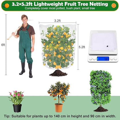 6 Pack Bird Netting for Garden, 3.2×5.2Ft Blueberry Bush Netting Cover with Drawstring, Insect Net Blueberry Netting Plant Covers Garden Netting for Garden Protection Tomato Fruit Bush