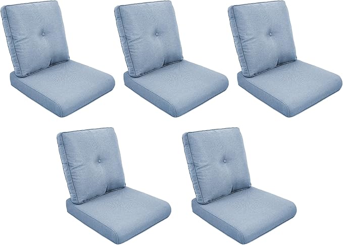 Patio Cushions for Outdoor Furniture - 22" x 25" x 4" UV Resistant Thick Foam Cushions Water Resistant Replacement Cushion for Outdoor Patio Furniture Chair/Sofa/Couch | Baby Blue | 5-Pack |