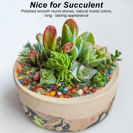 Aquarium Rocks,Landscaping Pebbles, River Rocks Decorative Ornamental Pebbles, DIY Smoothed Rocks for Potted Plant Resin Art Vase Fillers Aquarium Gravel Rocks (Colorful, 5 Pounds)