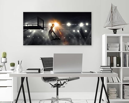 Muolunna BK06650 Basketball Sports Canvas Wall Art Picture 1 Panel Sports Painting Art Prints For Living Room Boys Room Office Wall Decor Artwork