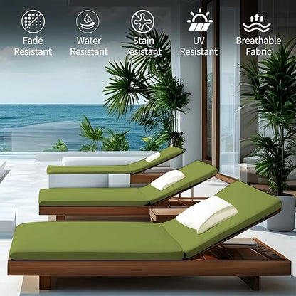 Outdoor Chaise Lounge Cushions for Patio, 72"x22"x3" Lounge Chair Cushions, Waterproof Replacement Seat Cushions for Outdoor Furniture