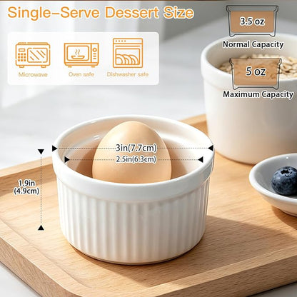 4 Pcs Ceramic Ramekins Oven Safe, Creme Brulee Ramekins（5 oz）