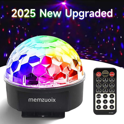 memzuoix 2025 Upgrade Disco Ball Party Lights Dj Strobe Light with 6 Colors, Sound Activated Big-Size Magic Stage Party Light with Remote Control, Halloween Decorations Bar Home Club (7'' Big Size)
