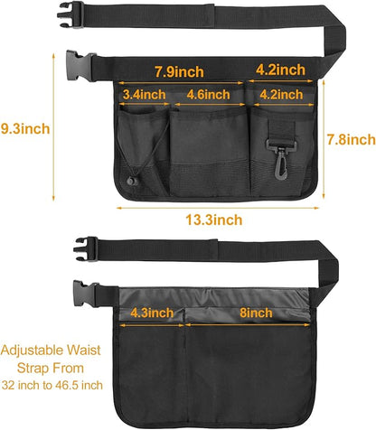 Gardening Tool Waist Bag Belt Heavy Duty Oxford Tool Apron with 7 Pockets of Different Sizes and Depth (Black)