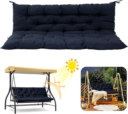 2/3 Seater Swing Replacement Cushion, Waterproof Porch Swing Cushions with Backrest, Thickened Bench Cushions for Outdoor Furniture, for Outdoor Patio Swing (Navy Blue, 71 * 40in)