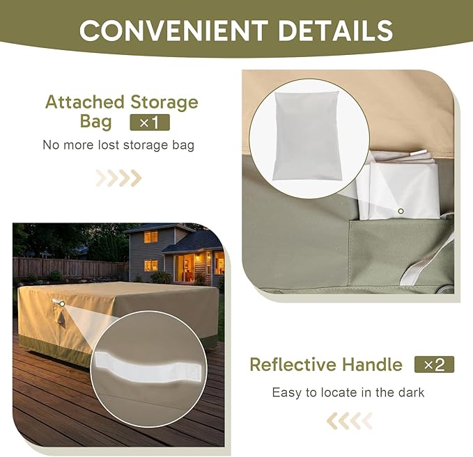 COWVIE Square Outdoor Furniture Cover for Sectional Sofa Set, 600D Waterproof Patio Set Cover for Lawn General Purpose Table and Chairs, 92''L x 92''W x 32''H