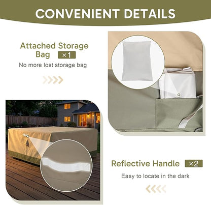 COWVIE Square Outdoor Furniture Cover for Sectional Sofa Set, 600D Waterproof Patio Set Cover for Lawn General Purpose Table and Chairs, 92''L x 92''W x 32''H