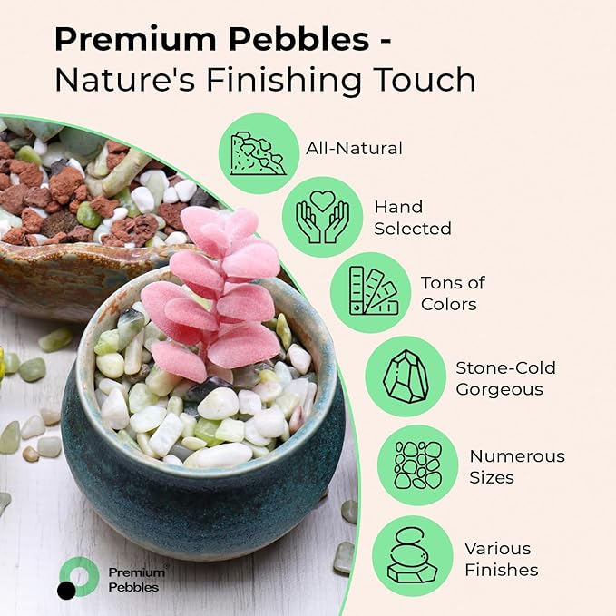 Rocks for Plants. Mixed Color Decorative Pebbles. 1/5 Inch 2 lbs. for Garden, Landscaping, Indoor, Vase fillers, Crafting, Succulents, pots, Plants (Mini (0.2 Inch), Mixed Color, 2)
