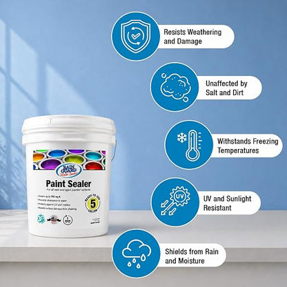 Rain Guard Water Sealers SP-9005 Paint Sealer 5 Gallon - Clear Semi-Satin Finish - Water Repellent Protection for All Painted Surfaces - Water-Based Silane/Siloxane Acrylic