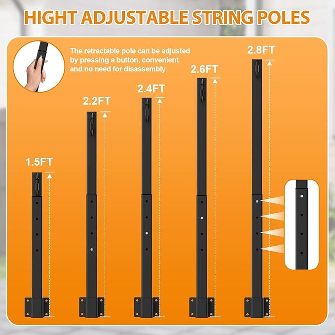 4 Pack 2.8FT String Light Poles,Light Poles for Outside String Lights,Outdoor Light Poles Metal Pole Stand for Patio,Backyard,Deck