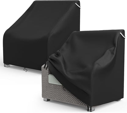 AKEfit Patio Chair Covers for Outdoor Furniture Waterproof 2 Pack,Heavy Duty Outdoor Chair Covers Waterproof for Lawn Lounge Seat, Wicker, Adirondack&Rocking Chairs,Black-37Wx30Dx31H inches