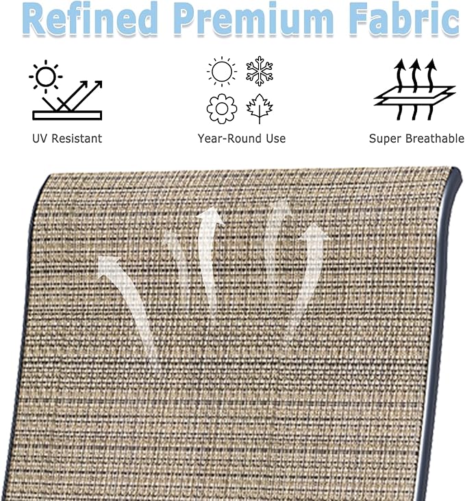 Patio Dining Chairs Set of 4, Outdoor Dining Chairs with High Back, Metal Outdoor Chair Set with Comfort and Durability, Patio Chair for Deck Lawn Kitchen Garden Backyard, Mocha