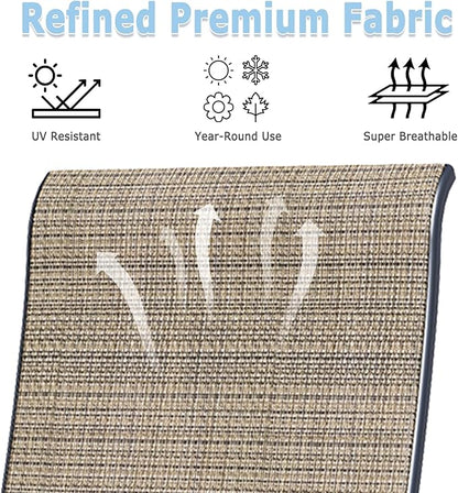 Patio Dining Chairs Set of 2, Outdoor Dining Chairs with High Back, Metal Outdoor Chair Set with Comfort and Durability, Patio Chair for Deck Lawn Kitchen Garden Backyard, Mocha