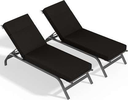 2 Pcs Chaise Lounge Cushions Outdoor, 80" L X 26" W X 4" D Lounge Chair Cushions for Outdoor Furniture, High-Density Foam Patio Chaise Cushion-Waterproof Fade-Resistant ThickPatio lounge chair cushion