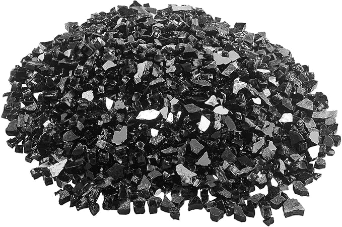 VEVOR Fire Glass, 10 LBS / 4.5 KG High-Temperature Resistant Fireplace Rocks, 1/2-Inch / 12.7 mm Reflective & Smokeless Firepit Glass Rock, High Luster Stone Landscaping for Fire Pit Table, Black