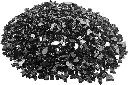 VEVOR Fire Glass, 20 LBS / 9.0 KG High-Temperature Resistant Fireplace Rocks, 1/2-Inch / 12.7 mm Reflective & Smokeless Firepit Glass Rock, High Luster Stone Landscaping for Fire Pit Table, Black