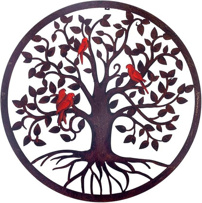 CHINDEUISYUT 23 Inches Tree of Life Wall Art Metal, Large Metal Tree of Life Wall Decor Wall Hanging for Living Room Bedroom Garden Porch Patio Office Home Decor, 23in x 23in x 0.88 in