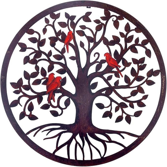 CHINDEUISYUT 23 Inches Tree of Life Wall Art Metal, Large Metal Tree of Life Wall Decor Wall Hanging for Living Room Bedroom Garden Porch Patio Office Home Decor, 23in x 23in x 0.88 in