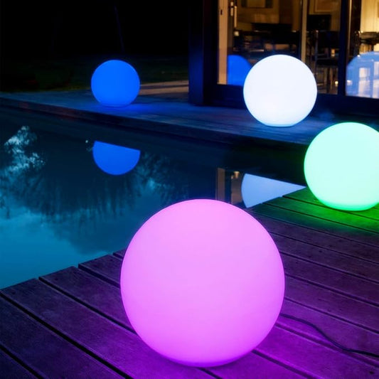 Mr.Go 14-inch LED Ball Light and 20-inch LED Globe Light Bundle, Rechargeable, Remote Control, Dimmable 16 RGB Colors 4 Modes, Waterproof, Great as Night Light Mood Lamp Ambient Lighting Decorations