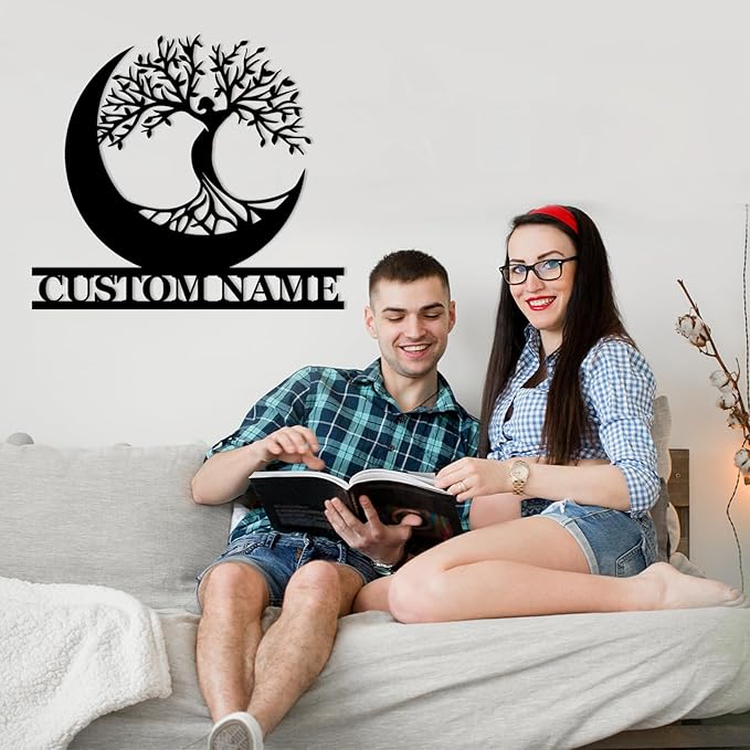 Personalized Custom Tree of Life Metal Sign, Family Tree Wall Decor, Large Metal Wall Art Last Name Sign, Couples Wedding Gifts, Home Decor for Bedroom Living Room
