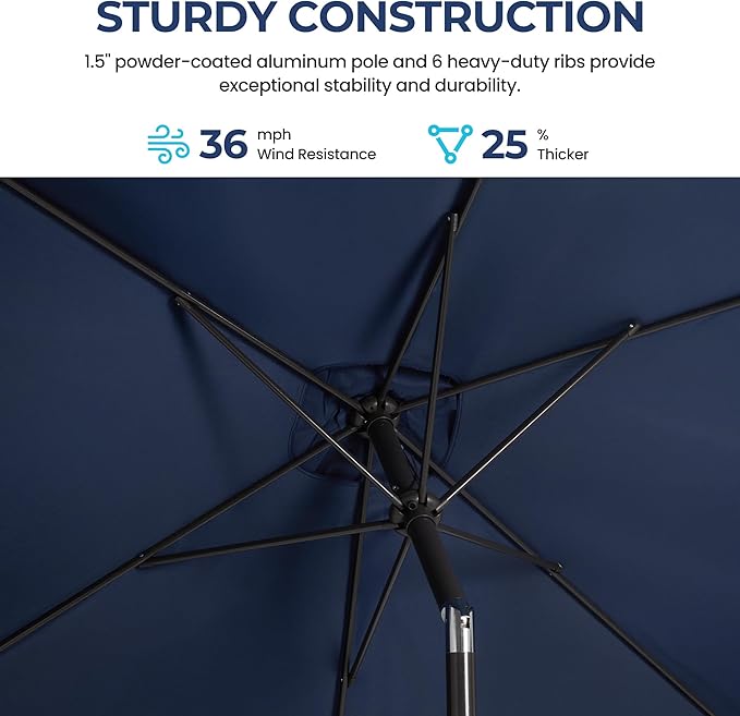 SUNVIVI OUTDOOR Patio Umbrella, Rectangular Patio Umbrella, Metal Pole Square Outdoor Umbrella with Crank and Push Button Tilt, Large Outdoor Umbrella with Polyester Canopy