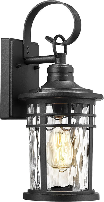 Darkaway Outdoor Wall Lights,Exterior Lighting Fixtures Wall Mount Porch Lights Waterproof Outdoor Sconce with Water Ripple Glass for House Patio Hallway Garage